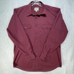 Cabelas Shirt Mens LT Red Soft Canvas Trail Cotton Blend Pockets Elbow Patches